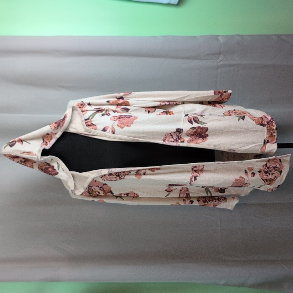 Maurices Floral Hooded‎ Cardigan - Cream and Pink